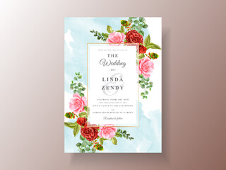 Wedding invitations with red bold roses