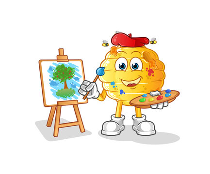 honeycomb artist mascot. cartoon vector