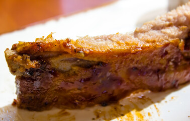 grilled pork chop with fries