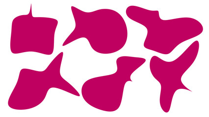 Organic Pink blobs irregular shape. Abstract fluid shapes vector set, simple water forms.