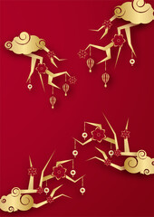 Happy chinese new year red gold chinese design background