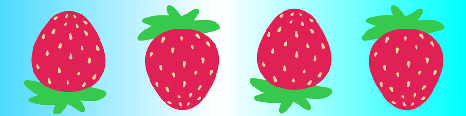 Obraz premium Seamless pattern of berry doodle tiles. Horizontal banner in cartoon flat strawberry. For designing a wide variety of objects with changing size and color without loss of quality.EPS10.