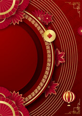 Happy chinese new year red gold chinese design background