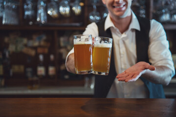 Handsome bartender working