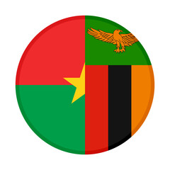 Fototapeta premium round icon with burkina faso and zambia flags. vector illustration isolated on white background