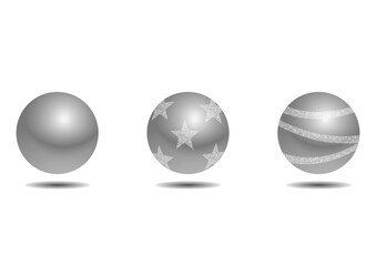 Glittery metallic ball illustration set (white background, vector, cut out)