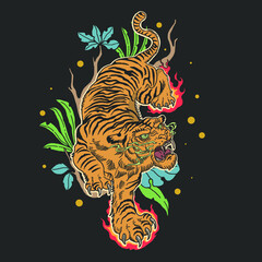 tiger design with floral chinese zodiac 