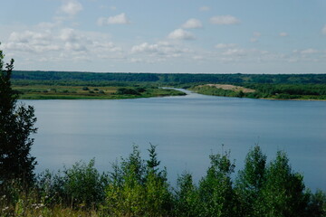 view of the river from a height in summer