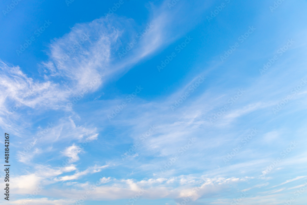 Wall mural blue sky with small white clouds for background usage.