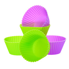 silicone molds for making cupcakes on a white insulated background