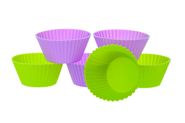 a set of silicone molds for making cupcakes on a white insulated background