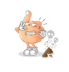 thumbs up with stinky waste illustration. character vector