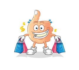 thumbs up shoping mascot. cartoon vector