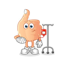 thumbs up sick in IV illustration. character vector