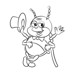 In the animal world,  the beetle. Black and white image, coloring.