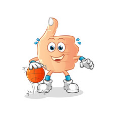 Obraz premium thumbs up dribble basketball character. cartoon mascot vector