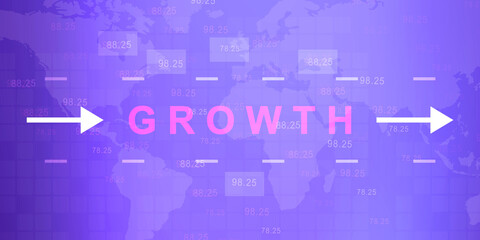 growth success arrow text . 2D illustration