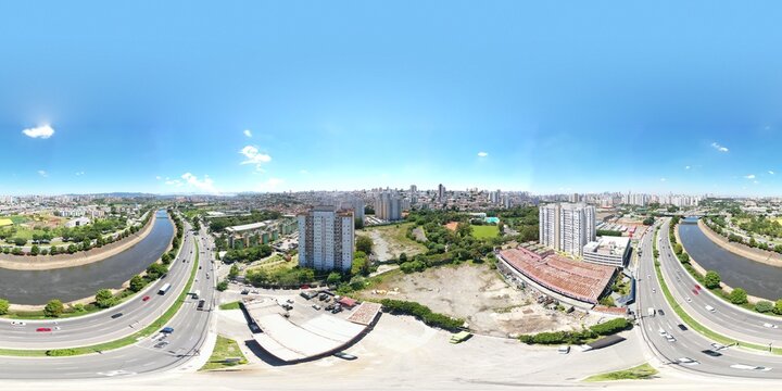 Imagem Panor&acirc;mica em 360&ordm;, regi&atilde;o Penha de Fran&ccedil;a, Aricanduva, Tatuap&eacute;, Rodovia Marginal Tiet&ecirc;, Distrito SP, S&atilde;o Paulo Brasil