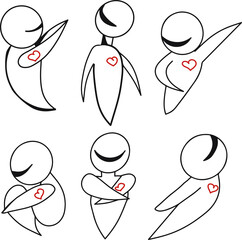 Set of people, doctors for Valentine day