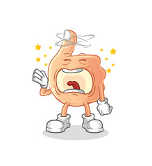 Obraz premium thumbs up yawn character. cartoon mascot vector