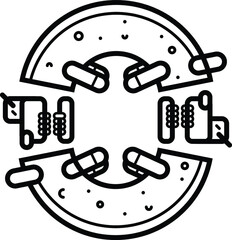 Dog eat dog line illustration