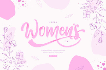 happy women's day card with aesthetic background template