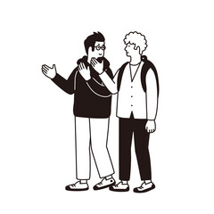 ショッピングをする若い男性のシンプルなイラスト