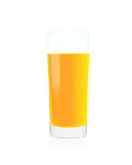 Orange juice in a glass isolated on a white background