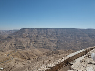 Vistas desde un mirador en la Carretera del Rey, Jordania, Oriente Medio, Asia