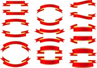 various royal red banner and ribbon with gold frame by vector design