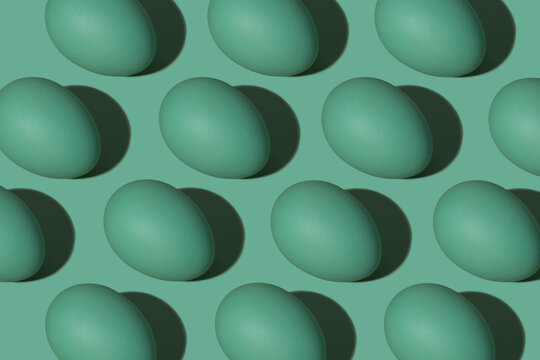 Green eggs pattern on a green background