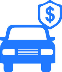 Auto insurance icon, car protection icon, car insurance icon blue