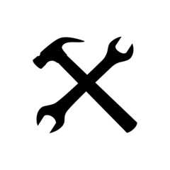 Silhouette of a hammer and wrench