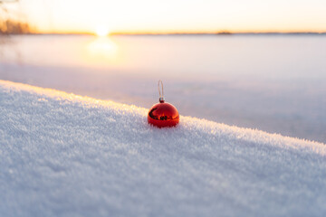 Beautiful Christmas decoration outside in a winter landscape