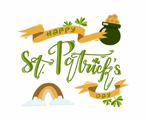 Happy St. Patrick's day lettering vector card