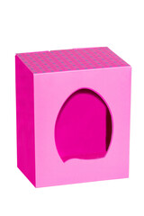 Closeup of a pink present or gift box isolated on a white background. Birthday, valentine or other...