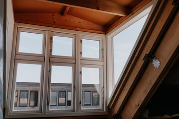 Close up of Window being Renovating at Attic