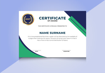 Obraz premium Modern Award Or Appreciation Professional Certificate Template.