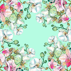 Scarf with orchid pattern