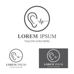 sense of  hearing  ear  icon logo vector design template illustration