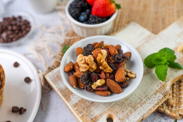 Bowl of mixed nuts. 