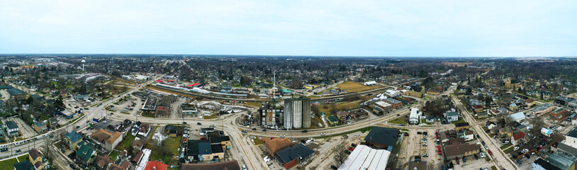 Obraz premium Aerial panorama view of the town of Strathroy, Ontario, Canada