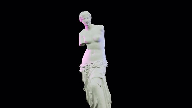 Venus De Milo On Pink Background. Concept Of NFT Technology. 3D Animation. 4K. UHD