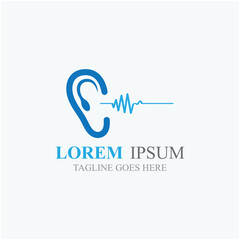 sense of  hearing  ear  icon logo vector design template illustration