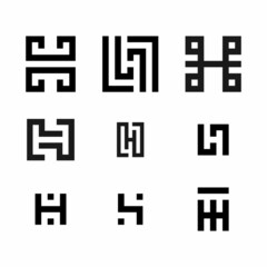 Set of logo initials letter H square