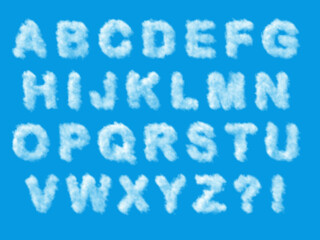 clouds in the shape of alphabet letters uppercase characters and punctuation symbols