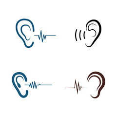 sense of  hearing  ear  icon logo vector design template illustration