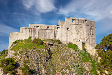 Obraz premium Dubrovnik. Historic city walls and fort Lovrijenac view