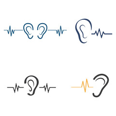 sense of  hearing  ear  icon logo vector design template illustration