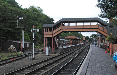 Covered Wooden Passenger Bridge and Platform at Old Railway Station